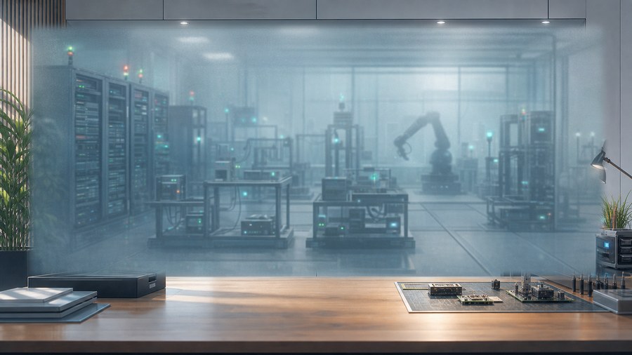 The engineering bay in AI Guardians.